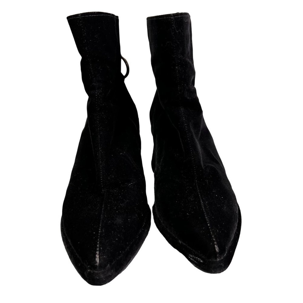 Reike Nen Bootie Ankle Boot Black Velvet Ring Zipper Pull Us 7.5 Chunky Heel View 4